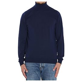 Pull à col roulé John Smedley Hemingway en laine mérinos bleu Bleu