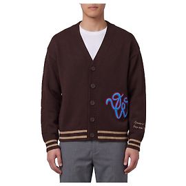 Off White Cardigan in maglia Varsity Cat Off Marrone