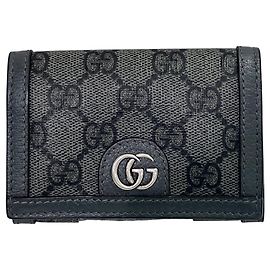 Gucci Kartenetui Grau aus PVC und Leder Braun