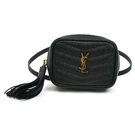 Yves Saint Laurent Bolsa de Ombro com Corrente em Couro Saint Laurent Baby Lou Preto