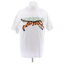 Kenzo weißes besticktes Baumwoll T-Shirt Weiß