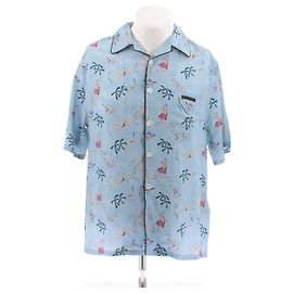 Prada Blau gemusterte Hemd Blau