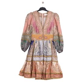 Zimmermann Leinenkleid Rosa mit Blumenmuster Pink