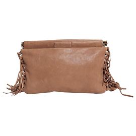 Miu Miu Clutch de couro castanho com borla Marrom