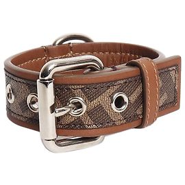 Fendi Collar para perro de cuero marrón con estampado zucca - size XS Castaño
