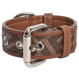 Fendi Collar para perro de cuero marrón con estampado zucca - size XS Castaño