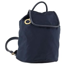 Céline CELINE Circle Backpack Nylon Navy Gold Altro