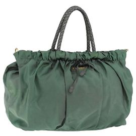 Bolso de mano PRADA Nylon Verde Oro Otro