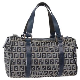 FENDI Bolsa de lona Zucchino Navy Silver Outro