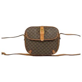 Céline Celine Vintage Macadam Blazon Pattern Shoulder Bag Brown
