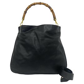 GUCCI Vintage Bamboo Leder 2-Way Handtasche Schwarz