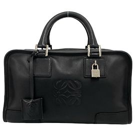 Loewe Amazona 28 Handtasche aus schwarzem Leder Schwarz