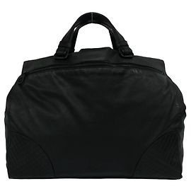 Bottega Veneta Intrecciato Leather Boston Handbag Black