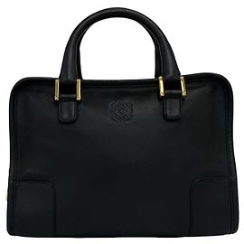 Sac à main Loewe Amazona en cuir noir Noir