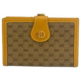 Carteira Bi-fold em couro Gucci Old Micro GG Logo Hardware Marrom