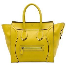 Céline Celine Mini Luggage Tote de piel de becerro granulada amarilla Amarillo