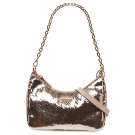 Sac Satchel Prada Re Edition 2005 en Re-Nylon avec sequins dorés Doré
