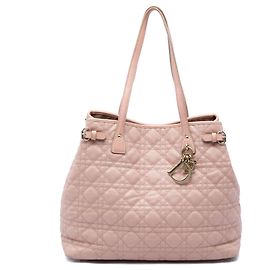 Dior Pink Large Coated Canvas Cannage Panarea Tote Pink