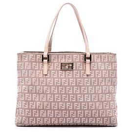 Borsa Tote Fendi Small Zucchino Canvas Rosa Rosa