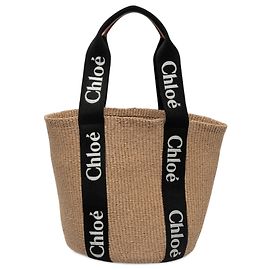 Chloé Woody Large Raffia Basket Tote Beige Beige