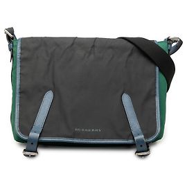 Borsa a tracolla Burberry Green Large Tricolor in nylon e pelle Verde