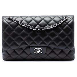 Chanel Black Jumbo Classic Lambskin Double Flap Black