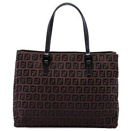 Fendi Brown Zucchino Canvas Tote Brown Dark brown