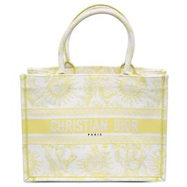 Dior White Medium Embroidered Canvas Toile de Jouy Soleil Lady D Lite Bianco Bianco sporco