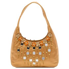 Borsa a tracolla in raso con decorazioni floreali dorate Prada D'oro