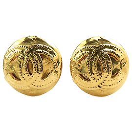Orecchini a clip rotondi placcati oro Chanel Gold CC D'oro
