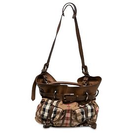 Bolsa Bromley Burberry em lona House Check bege e couro de bezerro Bege
