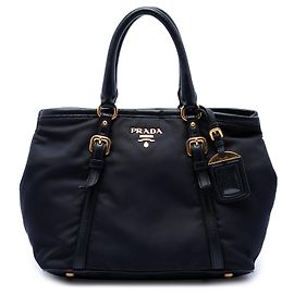Bolsa Satchel Prada em Tessuto com acabamentos em couro de bezerro macio preto Preto