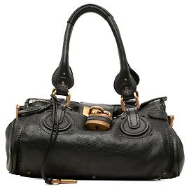 Borsa a mano Chloé Paddington in pelle nera, taglia Medium Nero