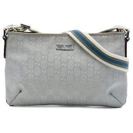 Bolsa Tiracolo Gucci Silver GG Canvas Web Prata