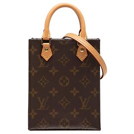 Louis Vuitton Brown Monogram Petit Sac Plat Castaño