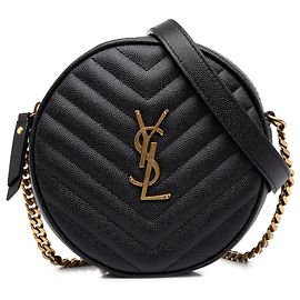 Autre Marque Sac Camera Saint Laurent en cuir Grain De Poudre noir à chevrons et vinyle Noir