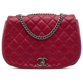Chanel Red Medium Quilted Caviar Casual Pocket Flap Rot