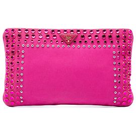 Clutch Prada Pink Canvas Canapa Bijoux Rosa