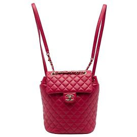 Chanel Red Mini Quilted Lambskin Urban Spirit Backpack Red