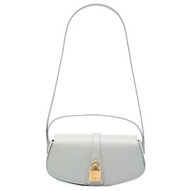 Céline Celine Gray Smooth Calfskin Tabou Clutch on Strap Brown Grey