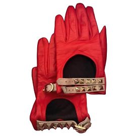 Guantes Valentino Rockstud de piel roja Roja