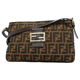 Borsa a tracolla Fendi Zucca in nylon e canvas Marrone