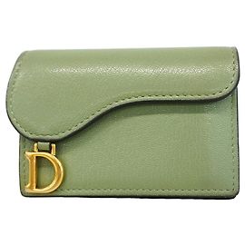 Christian Dior Kartenetui aus grünem Leder Grün