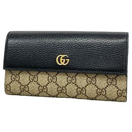 Portafoglio lungo Gucci GG Supreme Marrone Nero