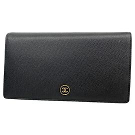 Portafoglio lungo Chanel in pelle nera Nero