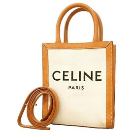 Céline Celine Mini Vertical Cabas Handbag Brown Cream