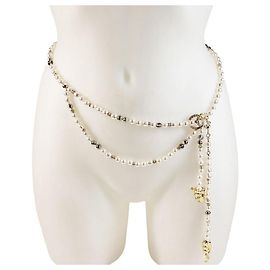 Ceinture bijou Chanel Fancy Belt Perles 23C Blanc Doré