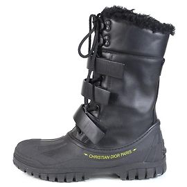 Bottes d'hiver Après-Ski Christian Dior en cuir noir Noir