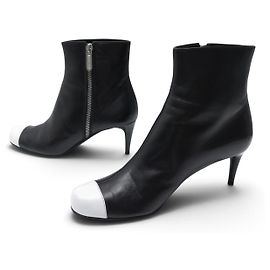 CHAUSSURES CHANEL BOTTINES 39 EN CUIR BICOLORE NOIR & BLANC + BOITE BOOTS Autre