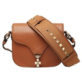 Valentino Garavani Rockstud Leather Shoulder Bag Brown Beige